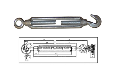 TURNBUCKLES COMMERCIAL TYPE (MALLEABLE IRON) HOOK&HOOK/HOOK&EYE/EYE&EYE